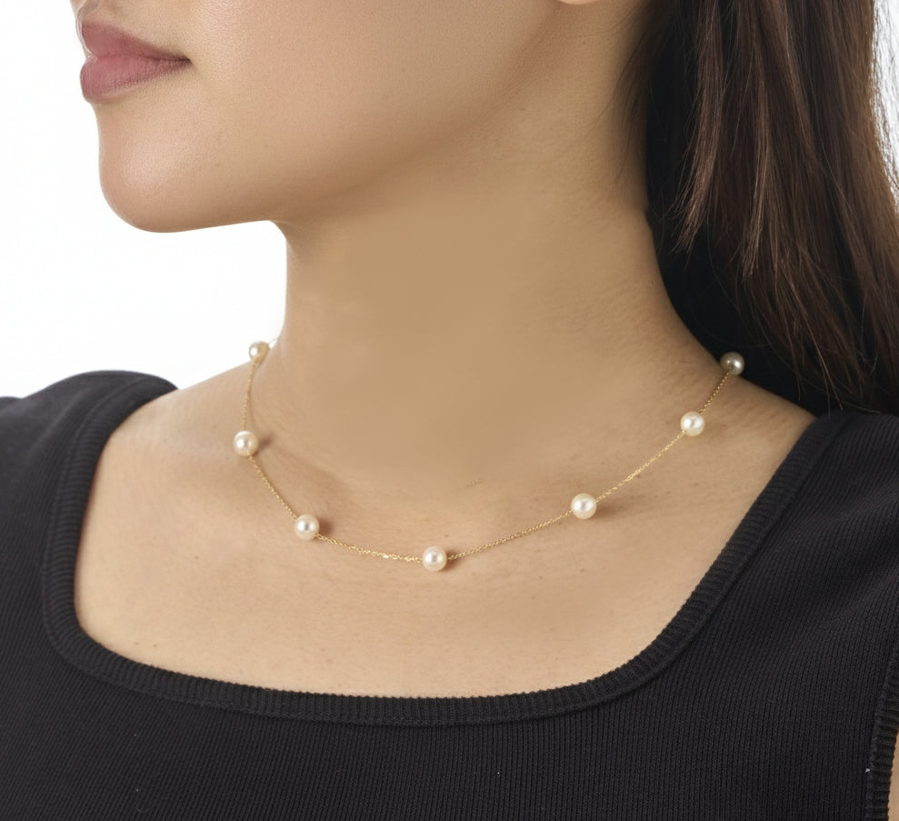 Akoya Station Necklace NE021YG