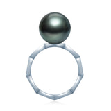 Simple solitaire ring black butterfly RI013