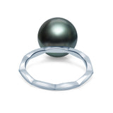 Simple solitaire ring black butterfly RI013