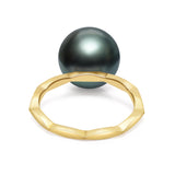 Simple solitaire ring black butterfly RI013